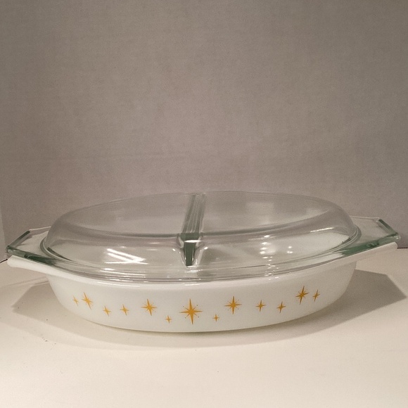 Pyrex Vintage 1959 Promotional ‘Constellations’ Divided Dish w/Cover